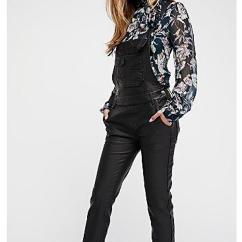 Free people faux black leather jumper